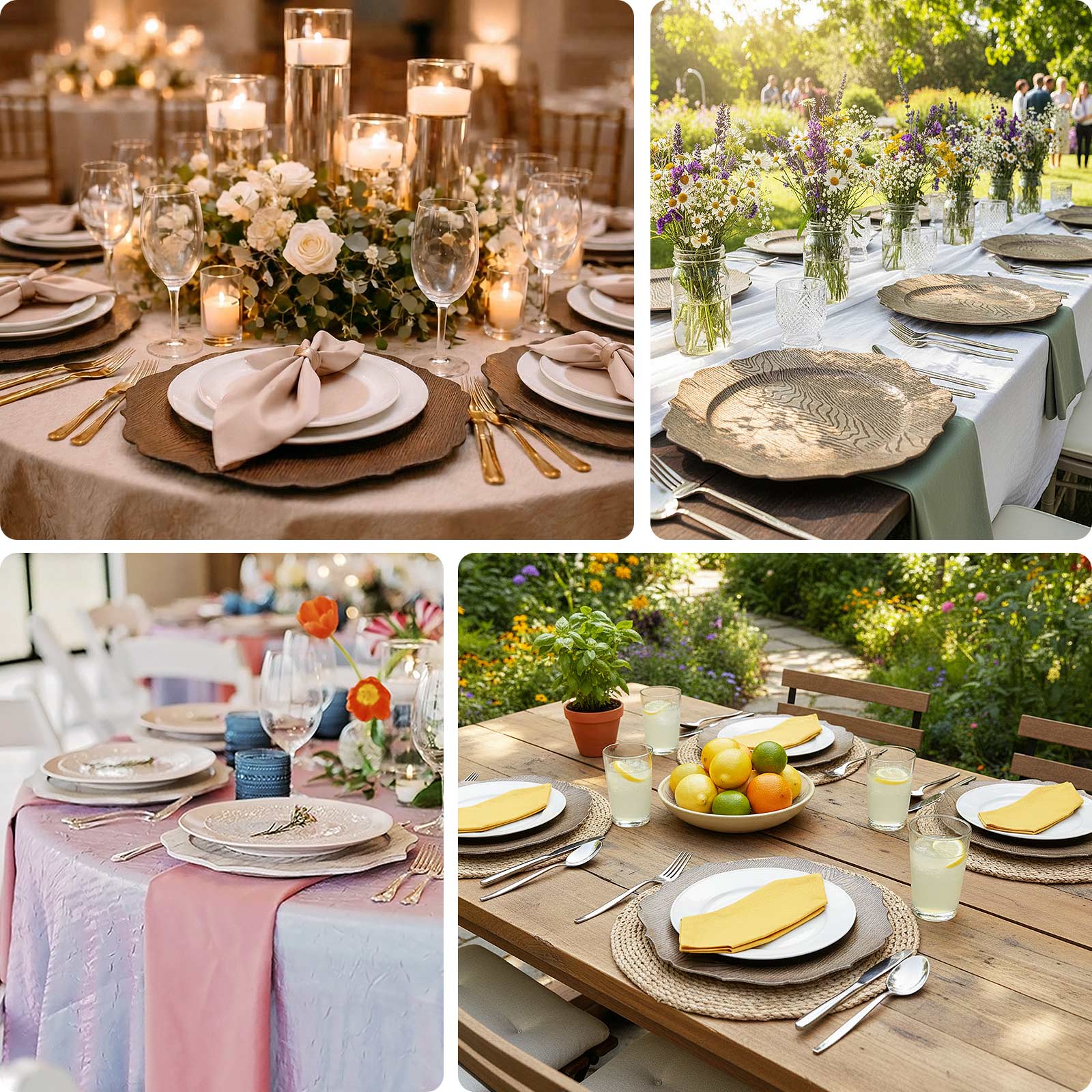 6-Pack Acrylic Charger Plates 13" Round Rustic Brown with Wood Grain Scalloped Rim - Dinner Charger Tableware - Image 5