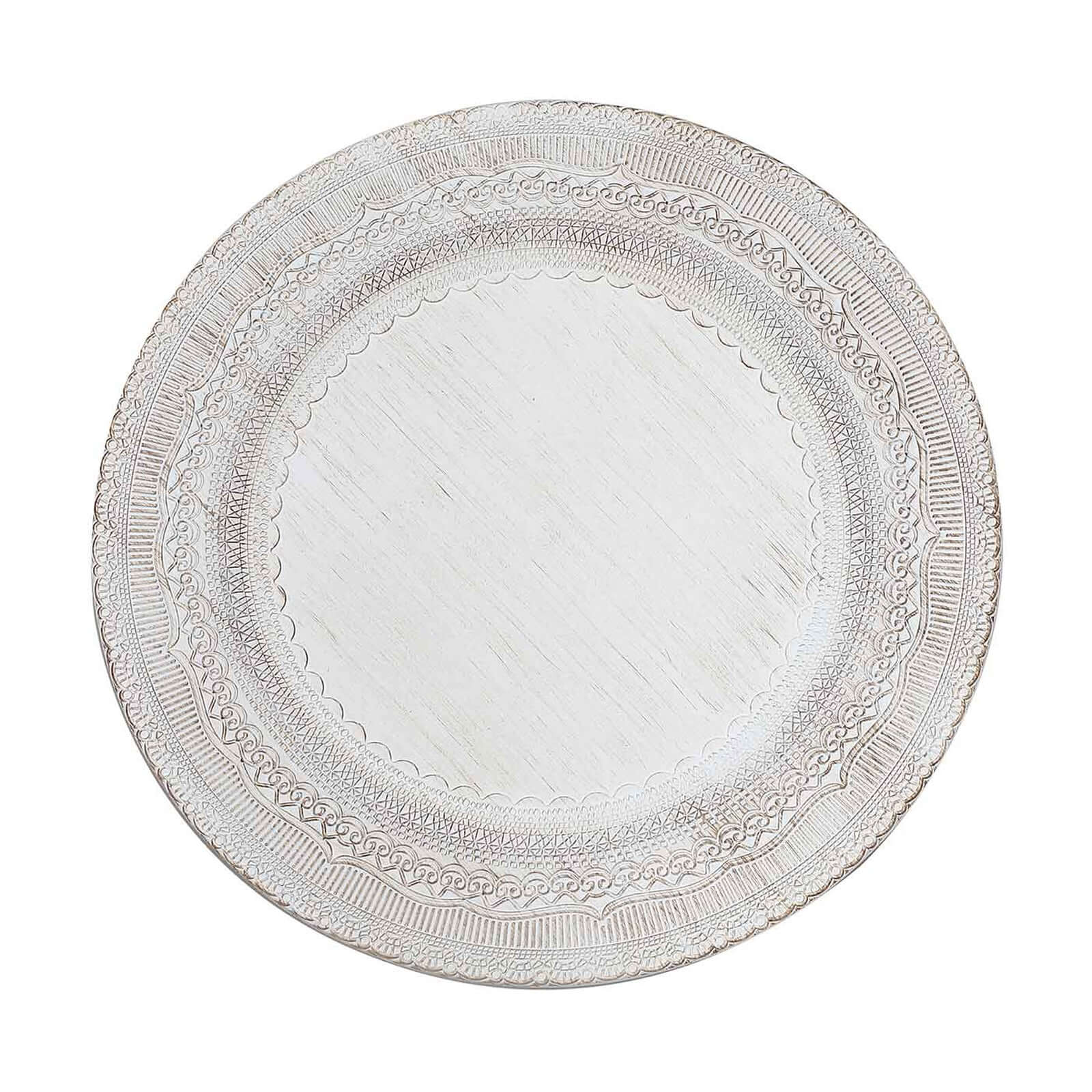 6-Pack Acrylic Charger Plates 13" Round White Lace Embossed Rim - Rustic Plastic Decorative Charger Tableware - Image 7