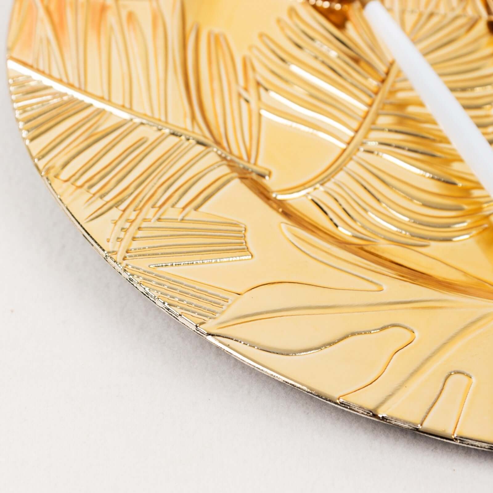 6-Pack Acrylic Charger Plates 13" Round Metallic Gold with Embossed Tropical Leaves - Decorative Dinner Charger Tableware - Image 7